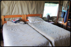 Die beiden Betten im Schlafzelt