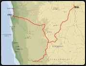 Unsere Route von Windhoek bis Swakopmund