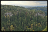 Blick vom Aussichtsturm auf der Burg Hohnstein zum Elbsandsteingebirge