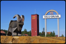 Holzskulptur der Ziege Kre, Symbol der Grube Falun